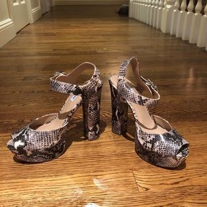 Snake print platform sandal